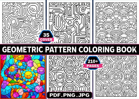 210 Geometric Pattern Coloring Book Page: A Modern Design Asset for Creative Projects