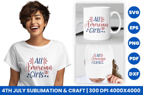 All American Girls: A Graphic Design Asset for Crafts and Patriotic Projects