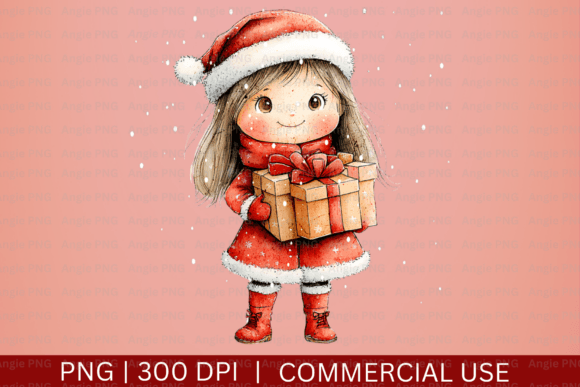 Christmas Kawaii Chibi Girl PNG Clipart for Crafts and Graphics
