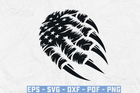 Claw Scratches Usa Flag with Eagle Face for Crafts & Graphics
