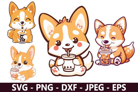 Corgi Drinking Boba SVG Bundle: A Versatile Graphic Design Freebie for Handmade Creators