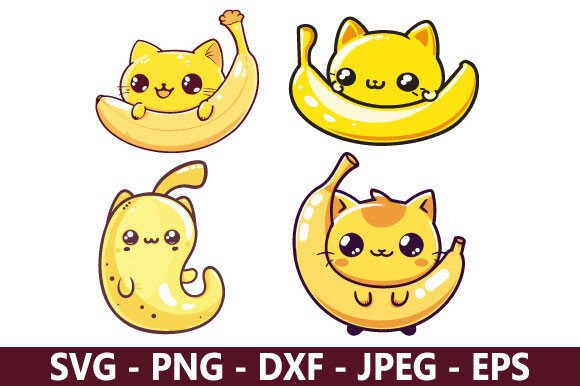 Cute Banana Cat SVG Bundle: A Playful Graphic Design Freebie for Local Business Branding