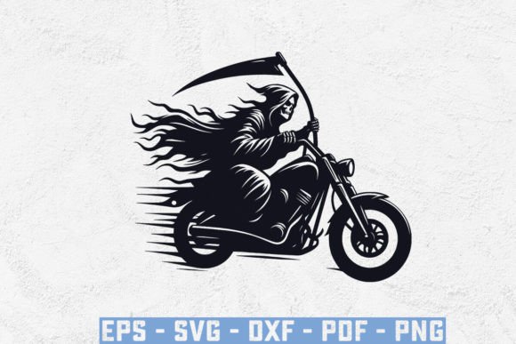 Grim Reaper Riding Motorcycle SVG for Crafts and Graphics