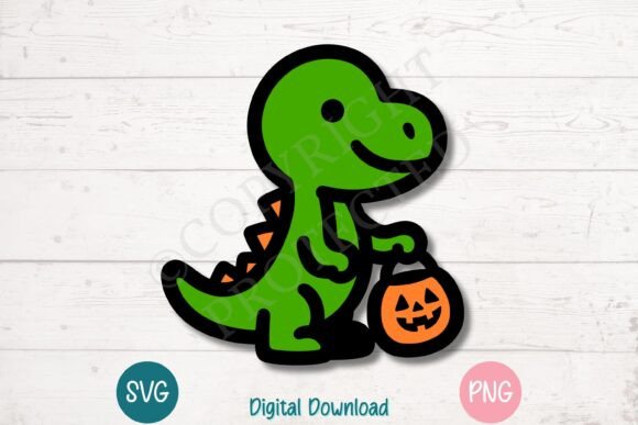Halloween Dinosaur - Trick-or-Treating Graphics for Craft Projects