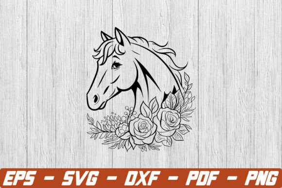 Horse Face with Flowers SVG: A Vibrant Graphic for Crafts and Branding