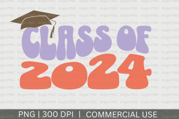 Retro Class of 2024 PNG: A Graphic Design Asset for Crafts and Creative Publishing