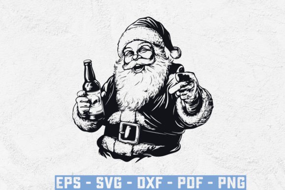 Santa with Beer SVG: A Festive Graphic Design Asset for Creative Marketers