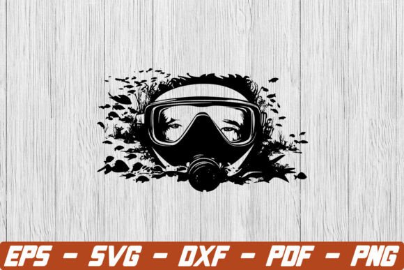 Scuba Diving Mask with Ocean Scene SVG: A Design Asset for Creative Brands