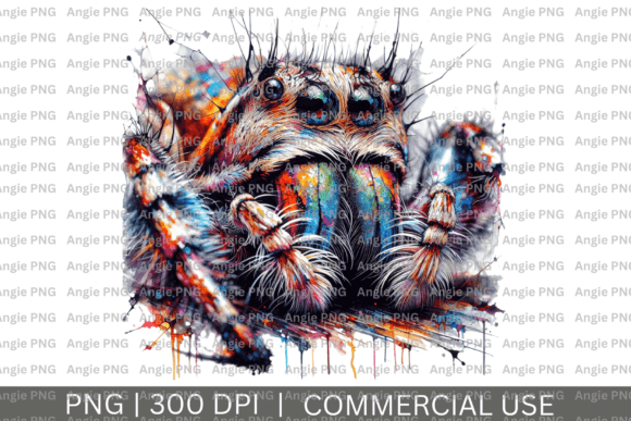 Spider Abstract Watercolor Clipart for Crafts and Graphics