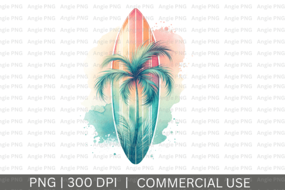 Watercolor Pastel Surfboard PNG Clipart for Creative Graphics and Crafts