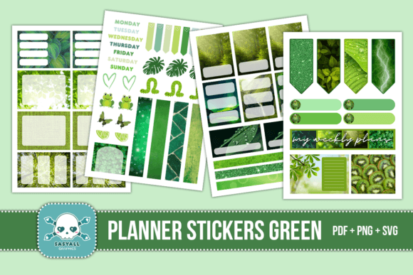 Weekly Planner Green Stickers: A Versatile Graphic Design Asset for Crafters