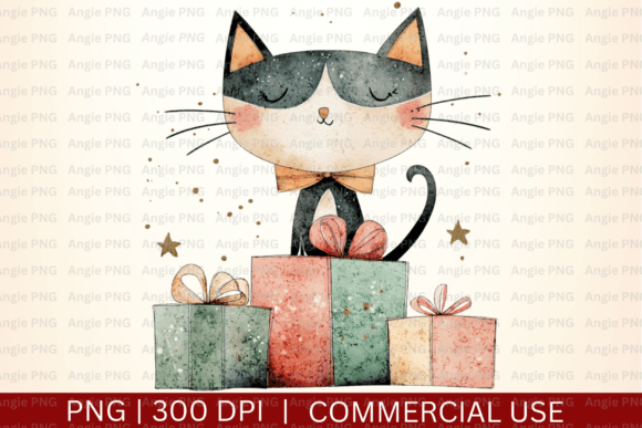 Whimsical Christmas Cat PNG: A Versatile Graphic Design Asset for Crafts and Branding